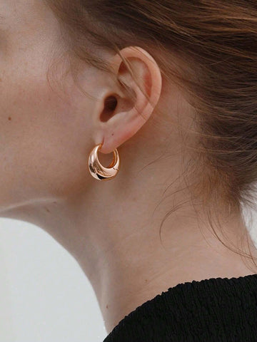 1pc Minimalist Hoop Earrings Copper Jewelry shein