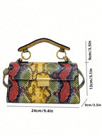 Fashionable Trend, High-End Texture, Light Luxury, Snake Print Niche Design, Versatile Handheld, Detachable Shoulder Cross shein