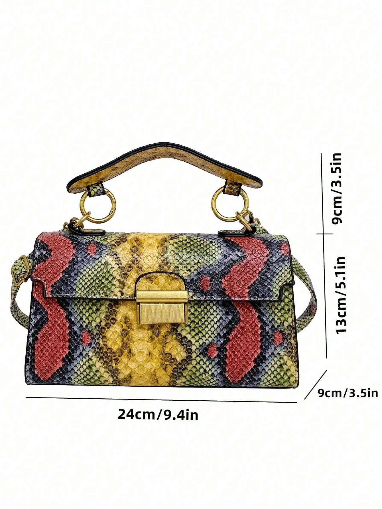 Fashionable Trend, High-End Texture, Light Luxury, Snake Print Niche Design, Versatile Handheld, Detachable Shoulder Cross shein