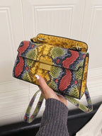 Fashionable Trend, High-End Texture, Light Luxury, Snake Print Niche Design, Versatile Handheld, Detachable Shoulder Cross shein