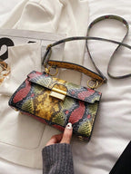 Fashionable Trend, High-End Texture, Light Luxury, Snake Print Niche Design, Versatile Handheld, Detachable Shoulder Cross shein