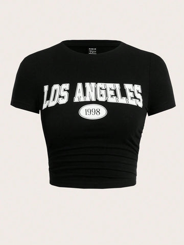 EZwear Crop Top T-Shirt With Letter Print