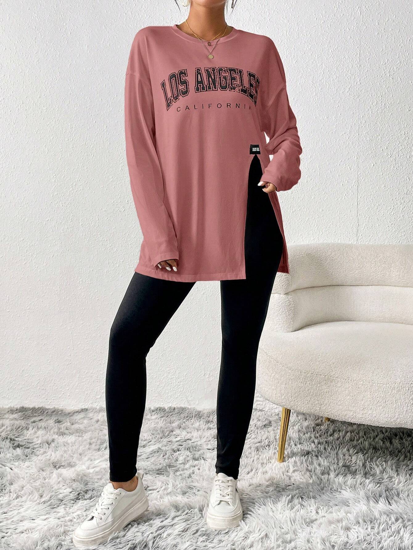 Essnce Women Knitted Loose T-Shirt & Skinny Leggings Two-Piece Set shein