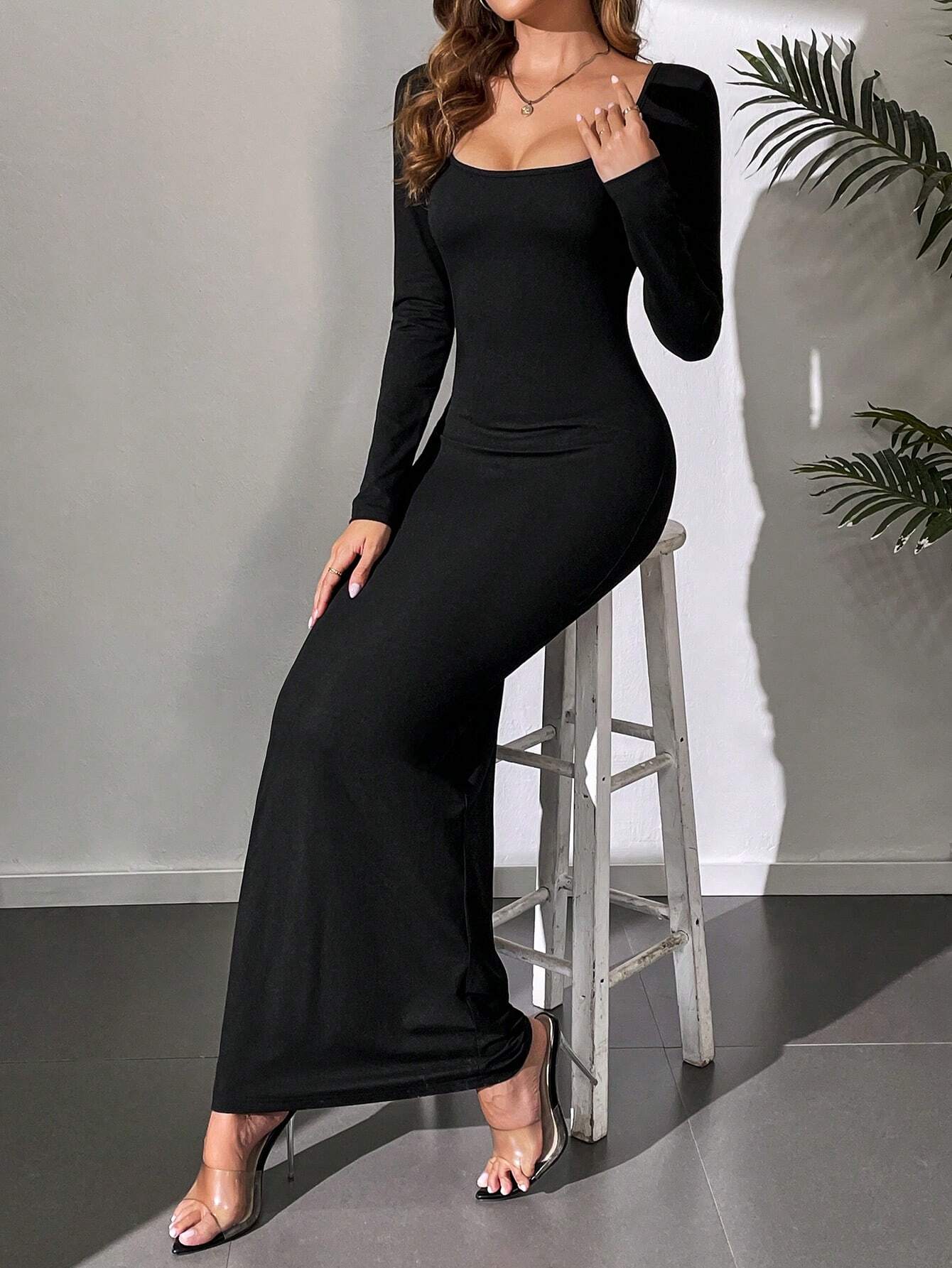 Tall Bodycon Long Sleeve Dress shein