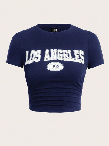 EZwear Crop Top T-Shirt With Letter Print