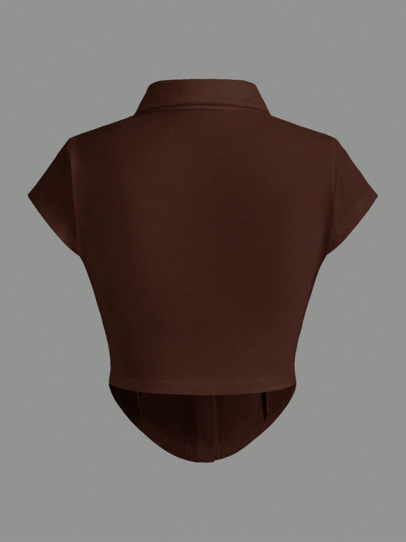 EZwear Knitted Collar & Open Front T-Shirt shein