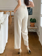 DAZY Women Business Casual Solid Color Zipper Pocket 7/8 Length Suit Pants shein