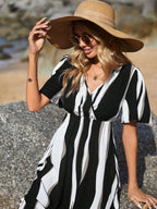VCAY Women'S Colorblock Printed Summer Dress Shein