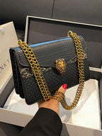 Women's Crocodile Pattern Vintage Chain Square Bag shein