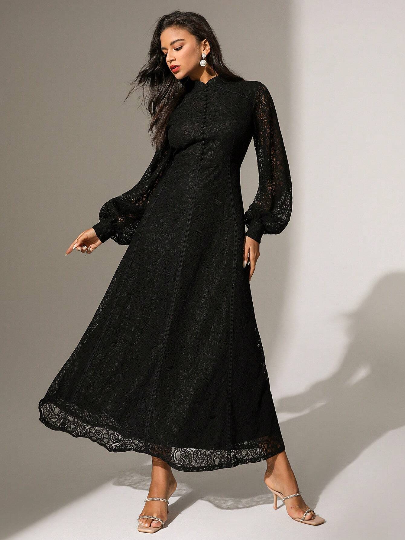Anewsta Women's Long Sleeve Lace Dress shein