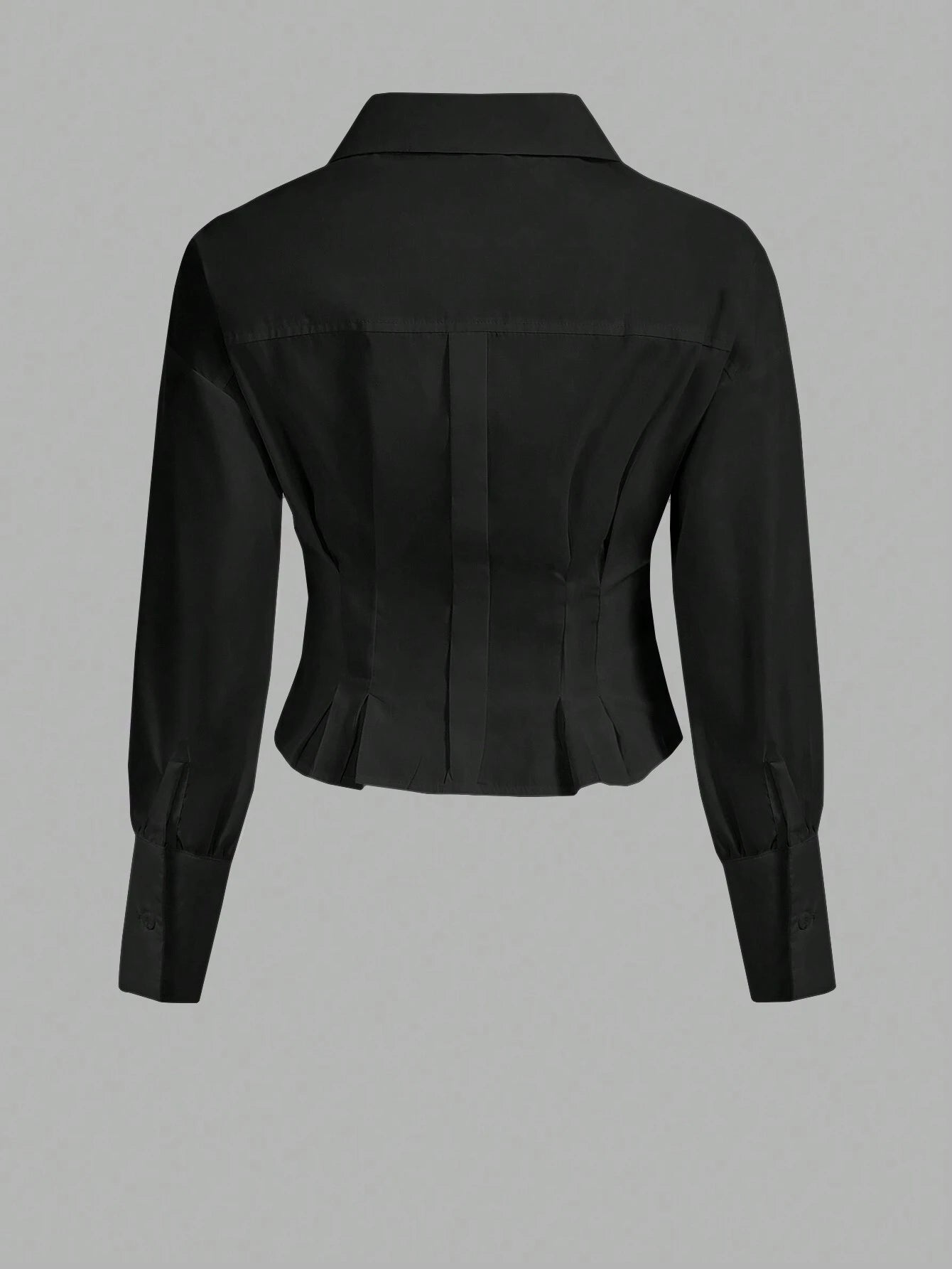 Aveloria Modichic Solid Color Pleated Decorated Buttoned Long Sleeve Shirt shein