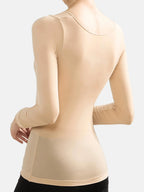 2 Pcs Women's Seamless Ultra-Thin Thermal Underwear - Soft & Comfy Long Sleeve Round Neck Top shein