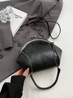 Leisure Retro Dark Green PU Clip Bag With Dual Metal Chain shein