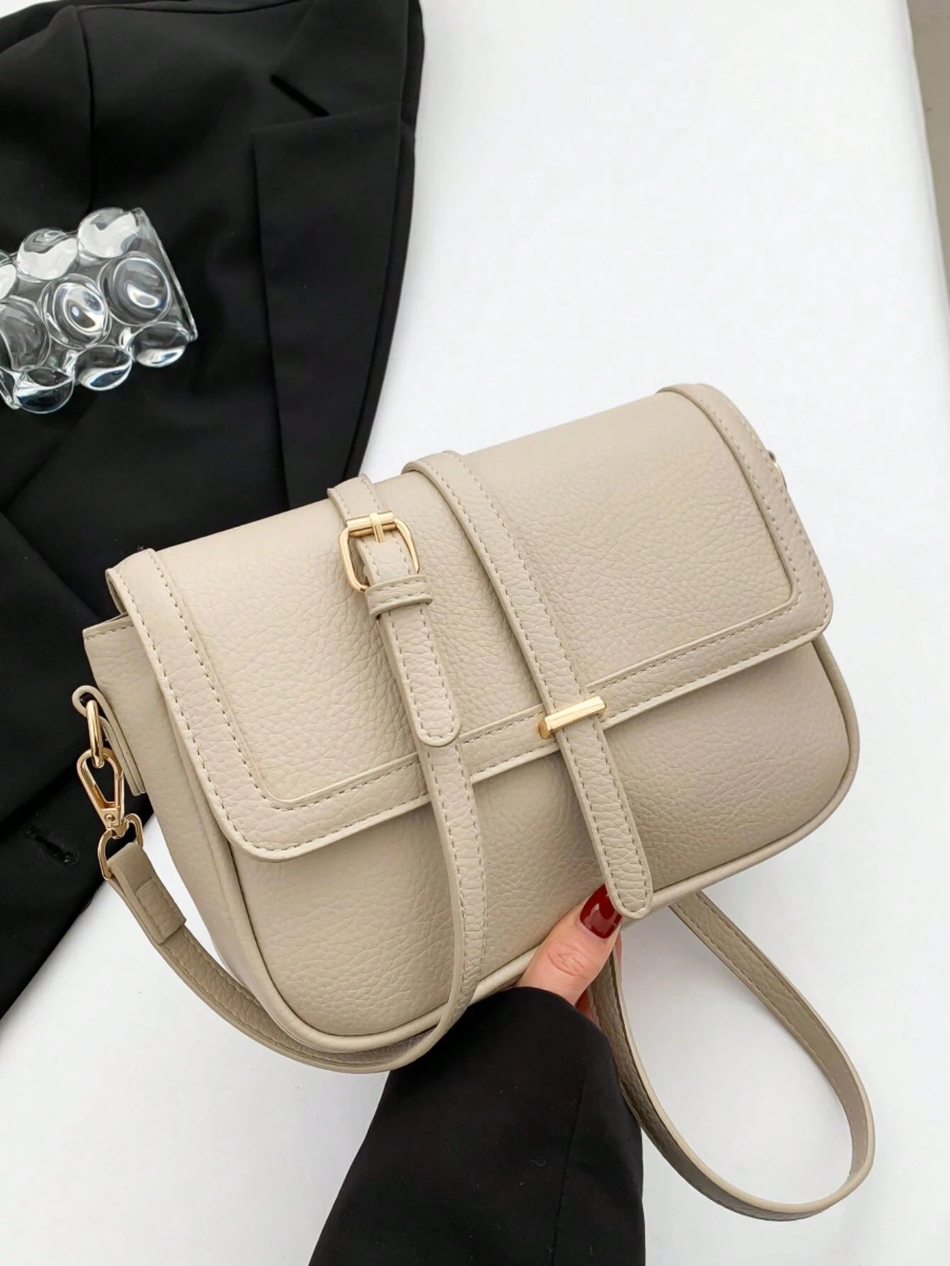 Lightweight,Business Casual Vintage Design Flap Square Bag shein