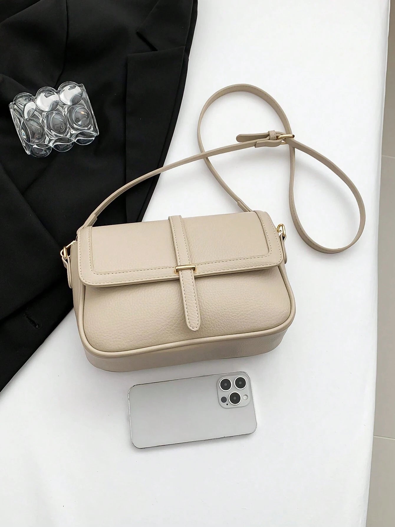 Lightweight,Business Casual Vintage Design Flap Square Bag shein