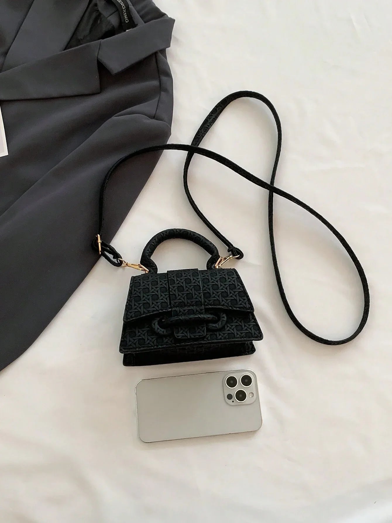 1pc Mini Solid Color Pu Flip Cover Magnetic Closure Top Single Handle Shoulder Strap Adjustable, Fashionable & Versatile Handbag shein