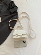 1pc Mini Solid Color Pu Flip Cover Magnetic Closure Top Single Handle Shoulder Strap Adjustable, Fashionable & Versatile Handbag shein