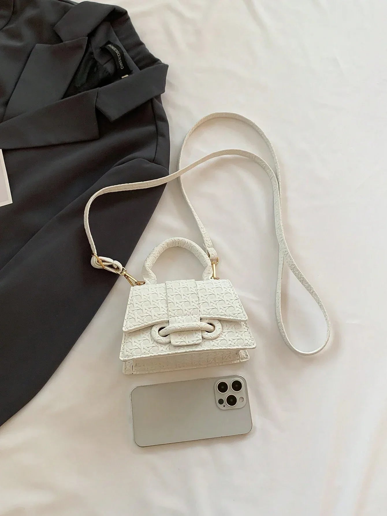 1pc Mini Solid Color Pu Flip Cover Magnetic Closure Top Single Handle Shoulder Strap Adjustable, Fashionable & Versatile Handbag shein