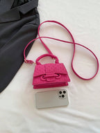 1pc Mini Solid Color Pu Flip Cover Magnetic Closure Top Single Handle Shoulder Strap Adjustable, Fashionable & Versatile Handbag shein