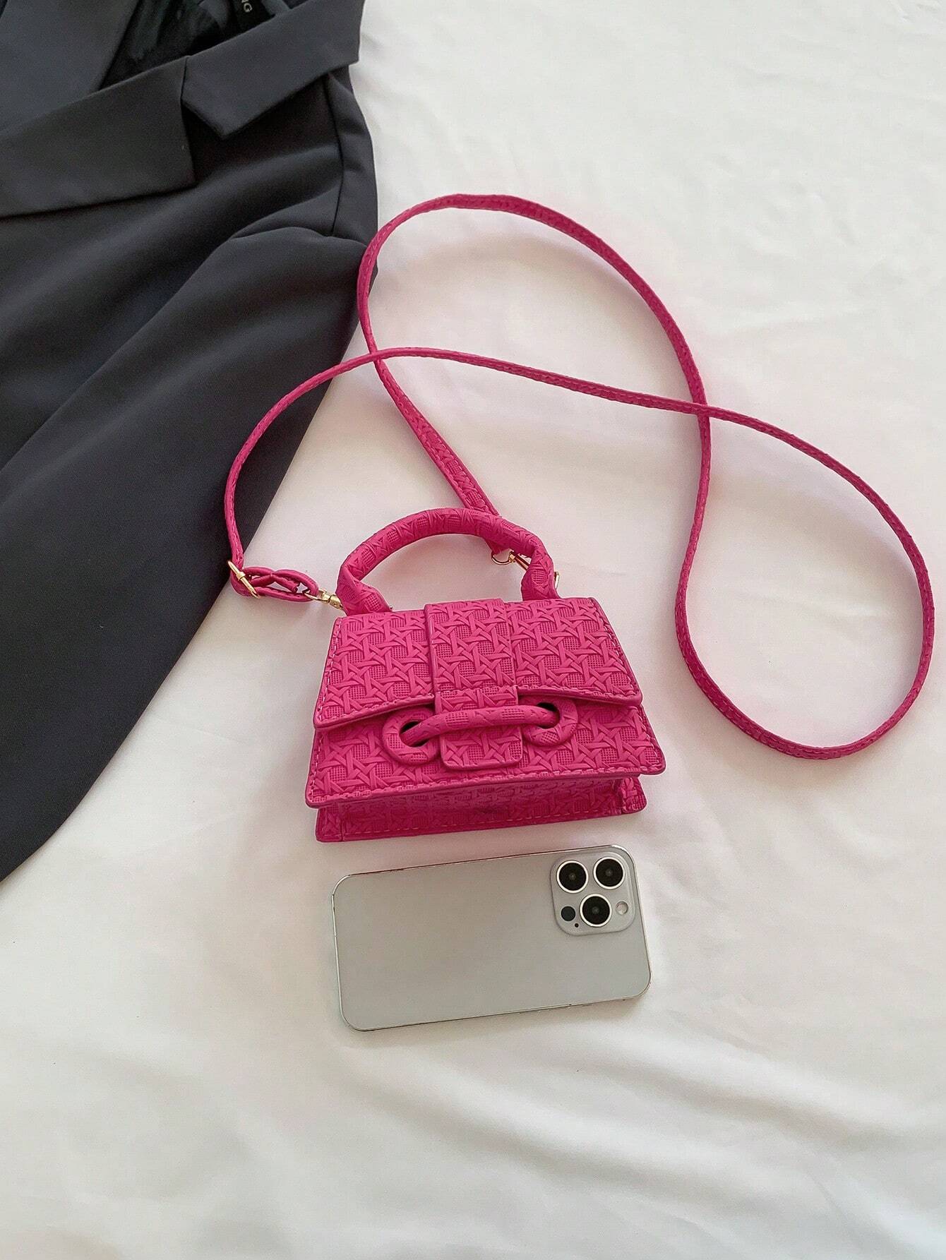1pc Mini Solid Color Pu Flip Cover Magnetic Closure Top Single Handle Shoulder Strap Adjustable, Fashionable & Versatile Handbag shein