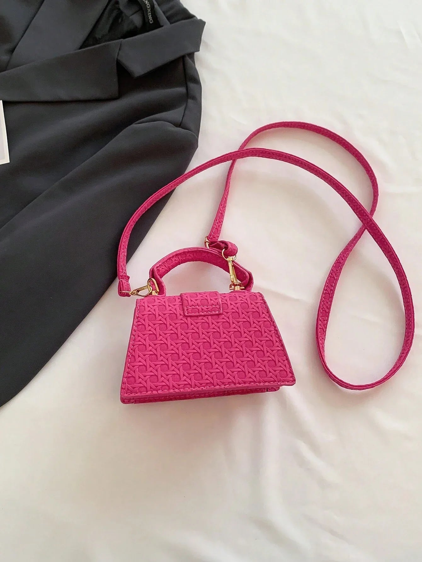 1pc Mini Solid Color Pu Flip Cover Magnetic Closure Top Single Handle Shoulder Strap Adjustable, Fashionable & Versatile Handbag shein