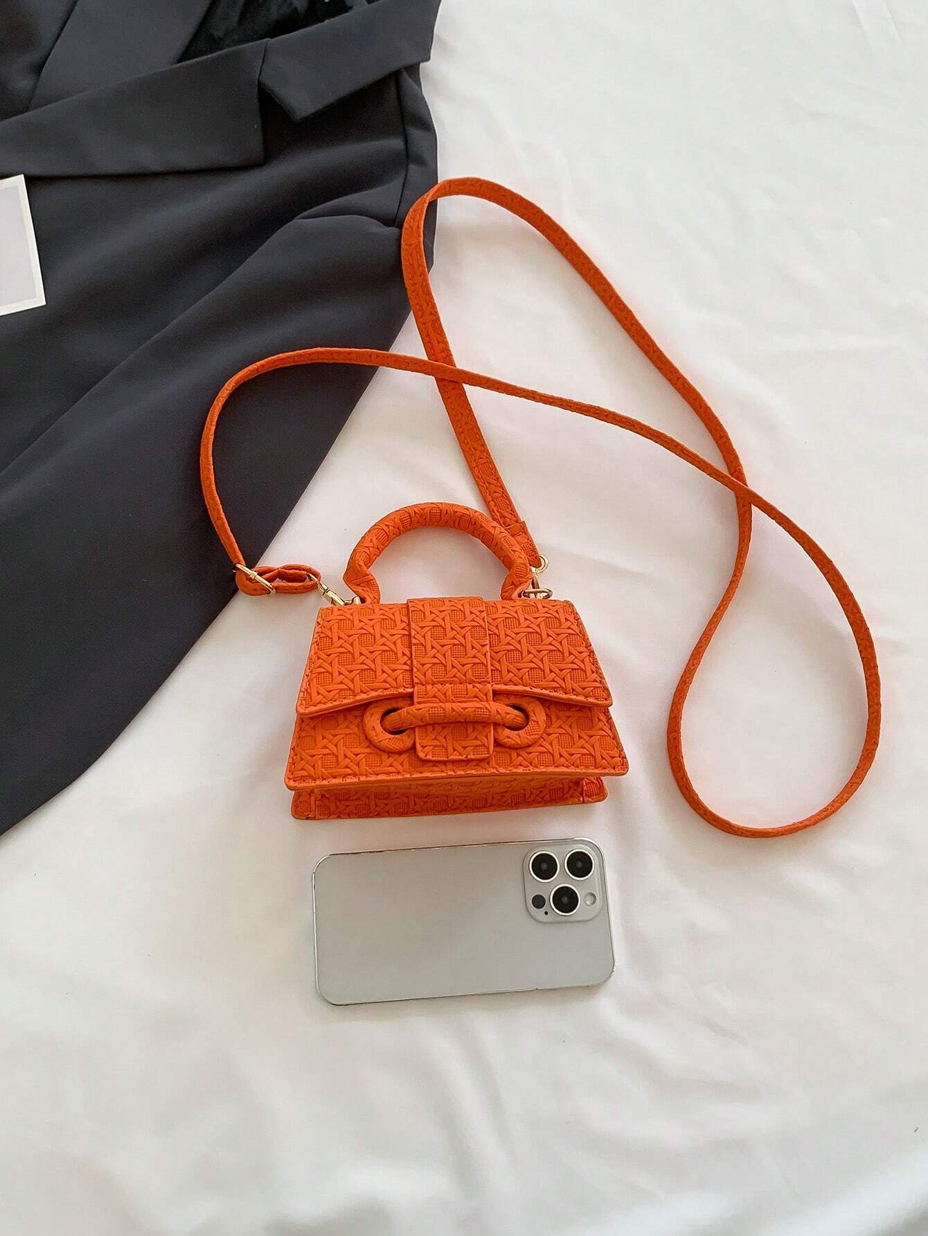 1pc Mini Solid Color Pu Flip Cover Magnetic Closure Top Single Handle Shoulder Strap Adjustable, Fashionable & Versatile Handbag shein
