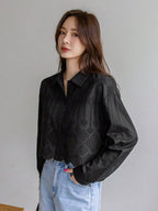 Dazy-Less Eyelet Embroidery Scallop Trim Shirt shein