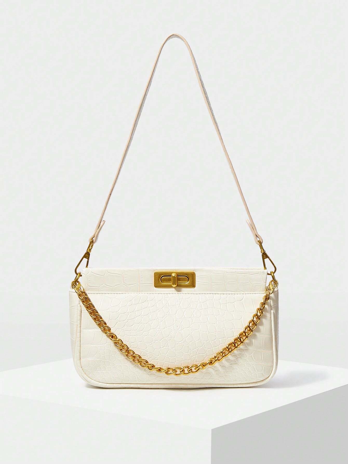 MOTF PREMIUM WOMEN'S COLOR BLOCK CHAIN SHOULDER BAG shein