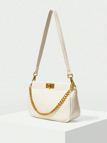 MOTF PREMIUM WOMEN'S COLOR BLOCK CHAIN SHOULDER BAG