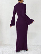 Rafferiza Solid Color Long Bell Sleeve Women's Dress shein