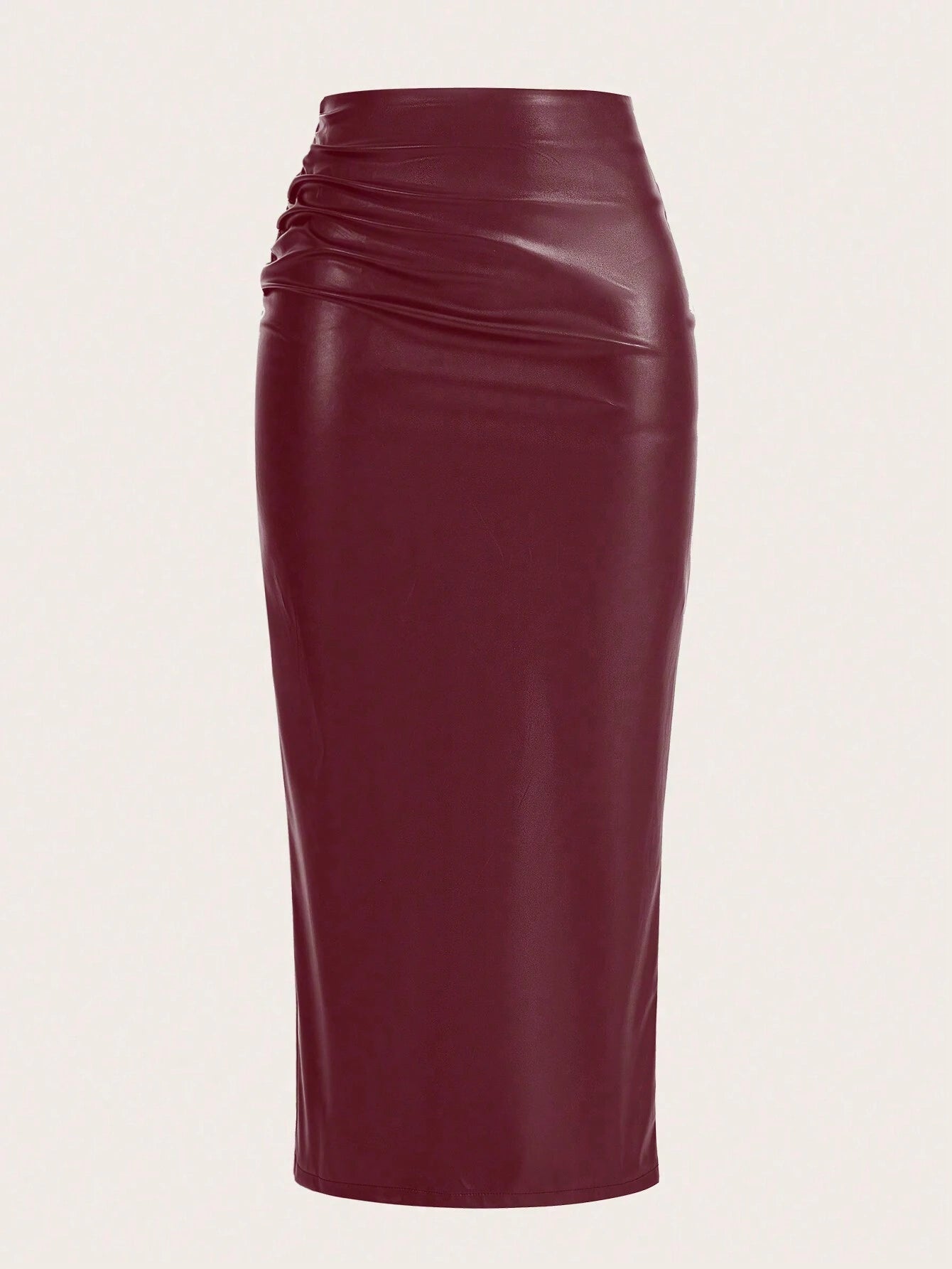 Essnce Solid Color Pleated Back Zipper Slit Skirt shein