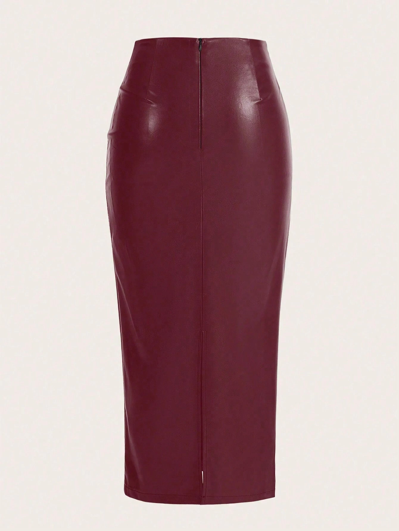 Essnce Solid Color Pleated Back Zipper Slit Skirt shein
