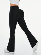 Daily&Casual Women's Solid Color Flare Activewear Pants shein