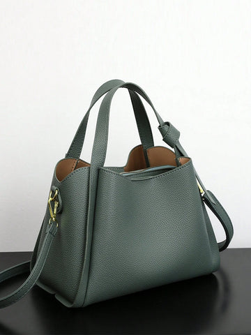 1pc Solid Color Handheld Bucket Bag shein