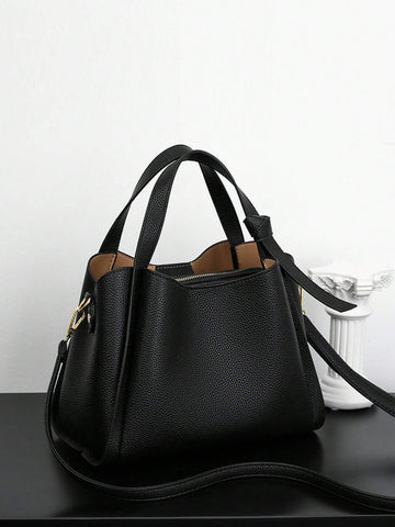 1pc Solid Color Handheld Bucket Bag shein