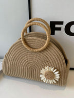 Straw Semi-Circular Tote Bag shein