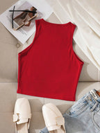 INAWLY Letter Print Slim Fit Round Neck Tank Top shein