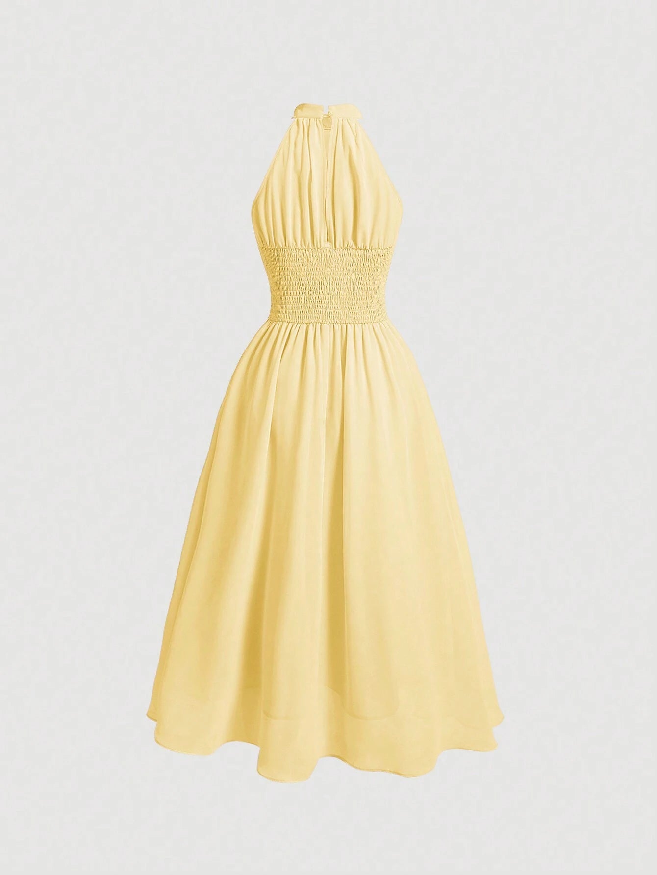 AZ Trim Halter Neck Ruched Waist Dress shein