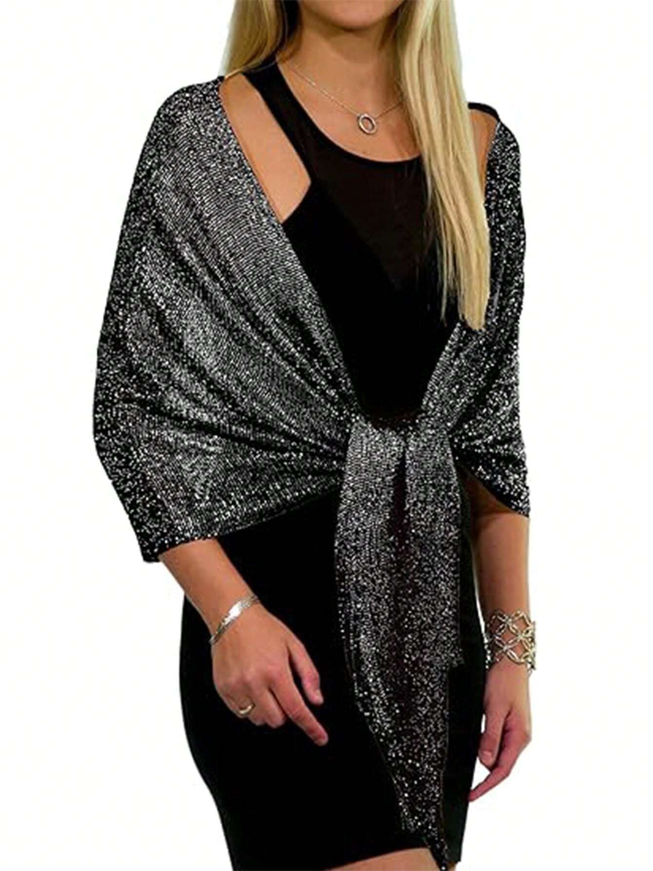 Boho 1pc Women's Golden Sparkly Shrug For Formal Occasions Like Prom shein