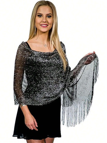 Boho 1pc Women's Golden Sparkly Shrug For Formal Occasions Like Prom shein