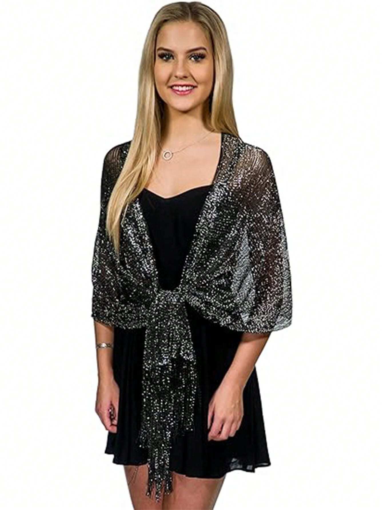 Boho 1pc Women's Golden Sparkly Shrug For Formal Occasions Like Prom shein