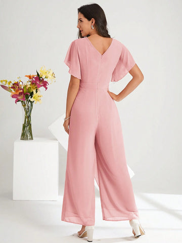 Clasi Women's Solid Color Wrap Tie Jumpsuit shein
