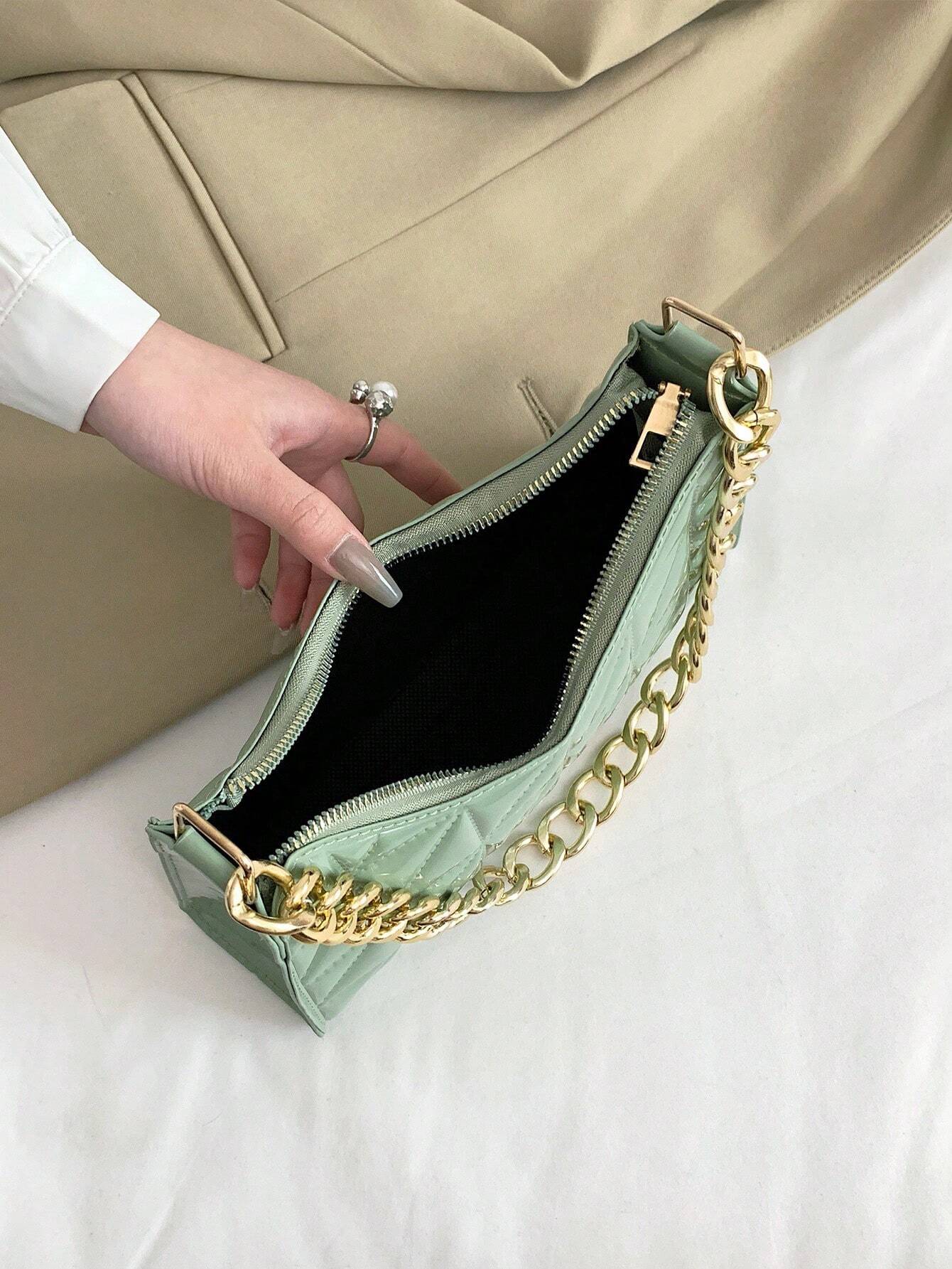 Quilted Detail Chain Bag shein