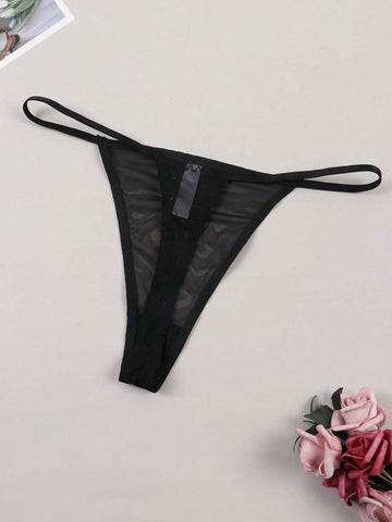 Women's Sexy Lace English Letter Breathable Thong shein