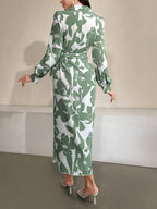 Mulvari Women's Floral Print Lantern Sleeve Dress Shein