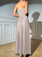 Glamour Ladies' Strapless Crop Top & Skirt shein