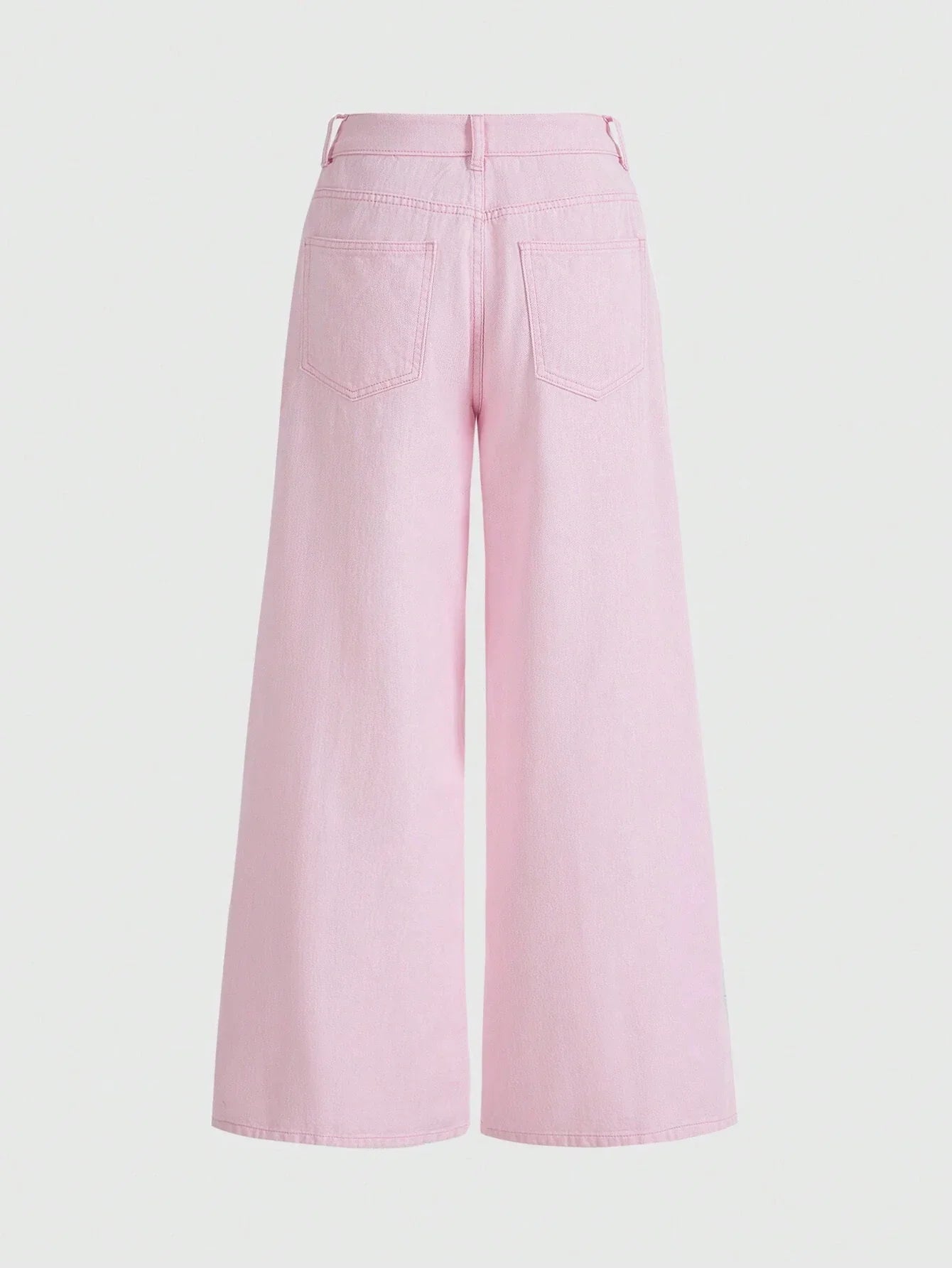 ROMWE Kawaii Lace Up Front Wide Leg Jeans shein