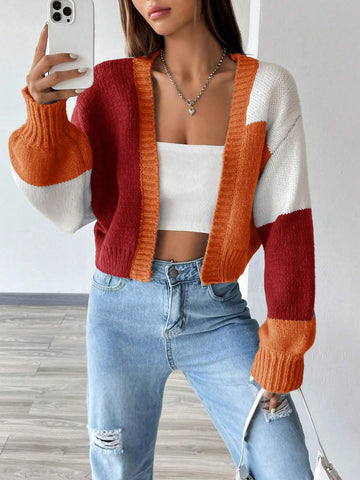 MOOSTA Colorblock Drop Shoulder Duster Cardigan