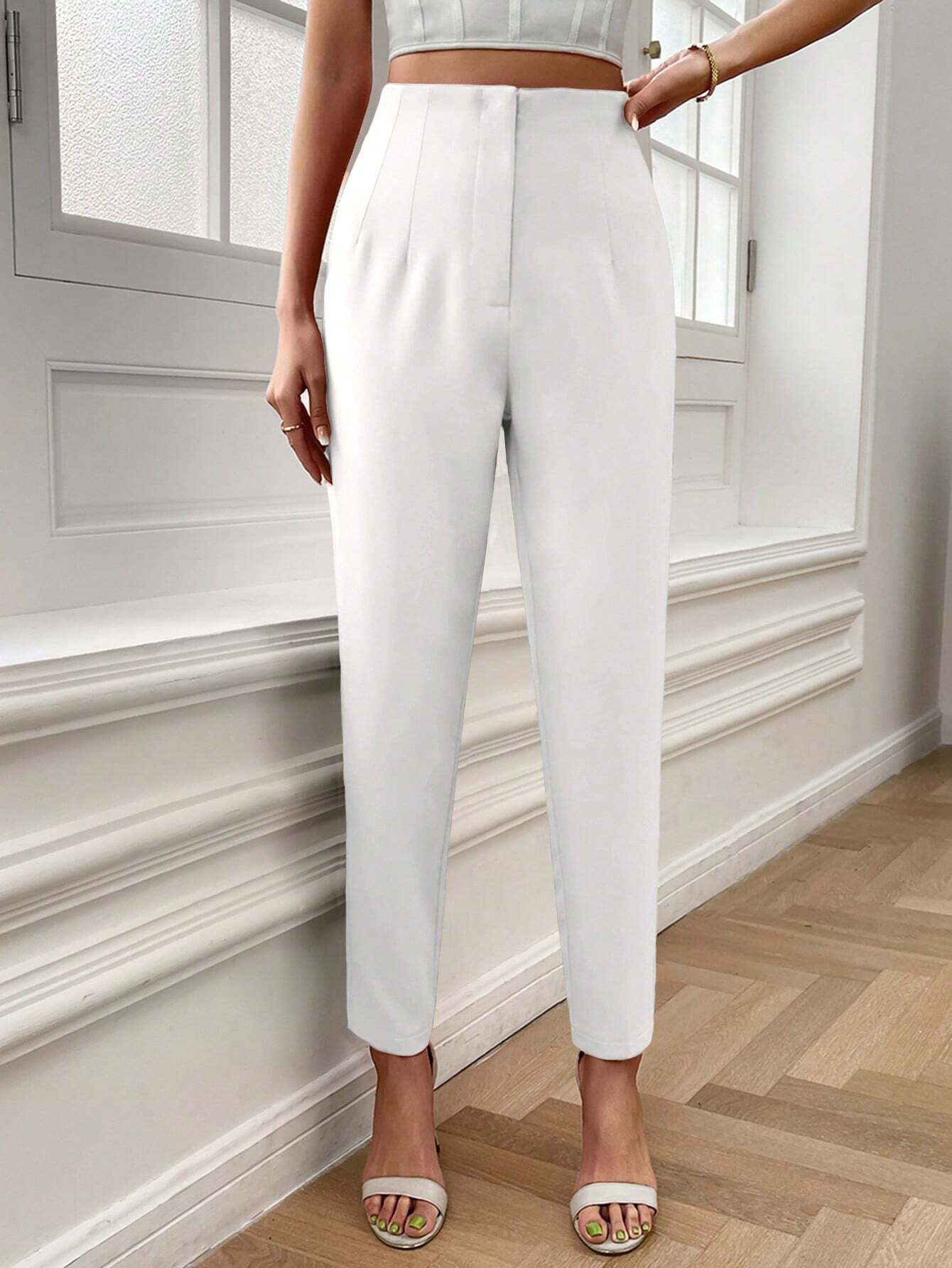 Essnce Plicated Detail Carrot Pants shein