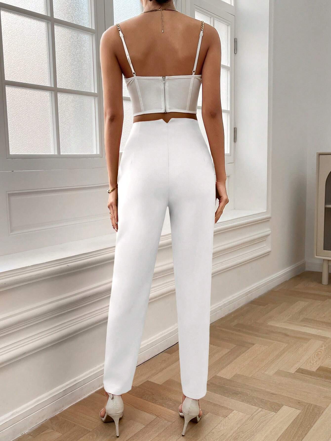 Essnce Plicated Detail Carrot Pants shein